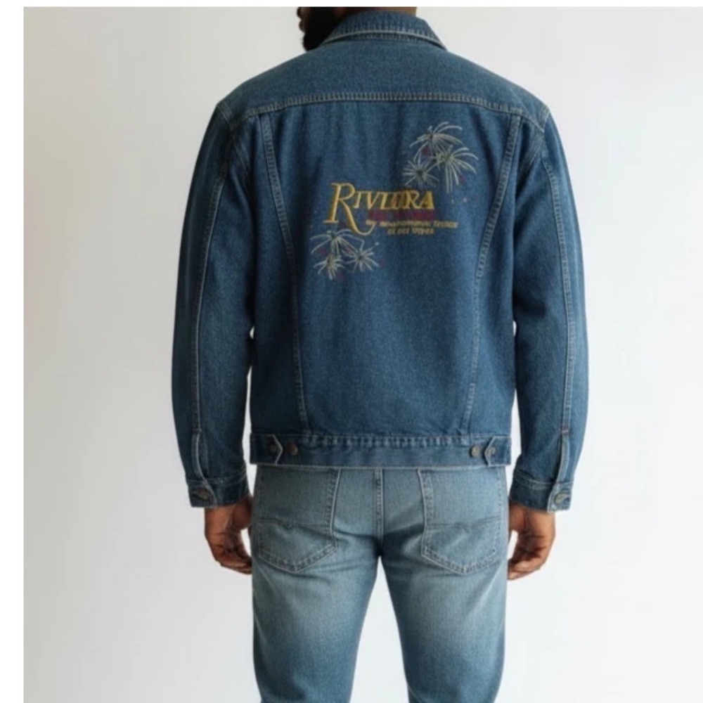 Vintage Riviera Hotel Casino Las Vegas Denim Jacket Embroidered M